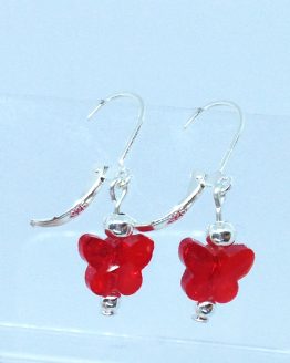 Bijou fait main pas cher de créateur - boucles papillons rouge vif - pas cher