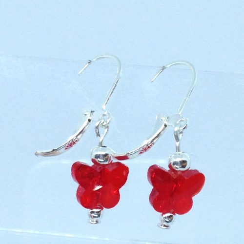 Bijou fait main pas cher de créateur - boucles papillons rouge vif - pas cher