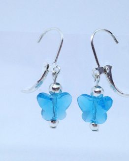 Bijou fait main pas cher de créateur - boucles papillons en cristal bleu - petit budget