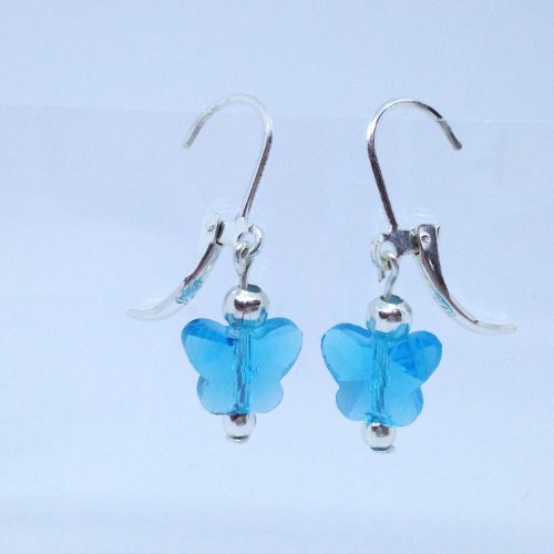 Bijou fait main pas cher de créateur - boucles papillons en cristal bleu - petit budget