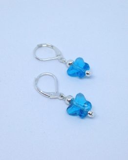 Bijou fait main pas cher de créateur - boucles papillons en cristal bleu - petit budget