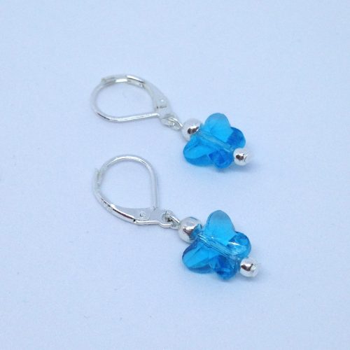 Bijou fait main pas cher de créateur - boucles papillons en cristal bleu - petit budget