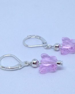 Bijou fait main pas cher de créateur - boucles papillons en cristal rose- petit budget