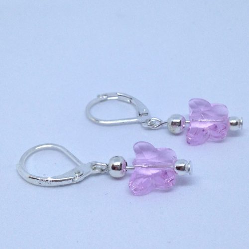 Bijou fait main pas cher de créateur - boucles papillons en cristal rose- petit budget