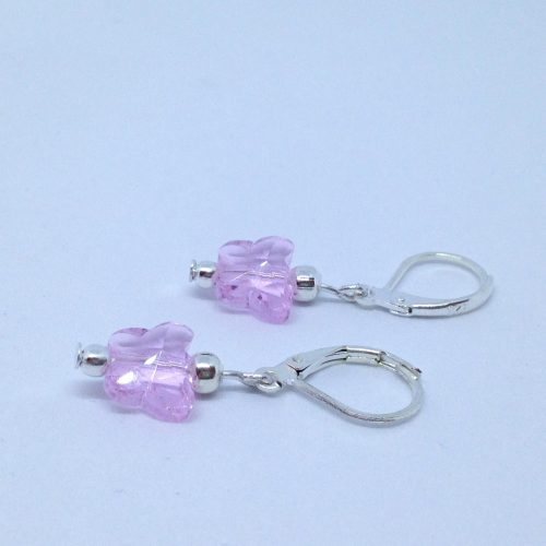 Bijou fait main pas cher de créateur - boucles papillons en cristal rose- petit budget