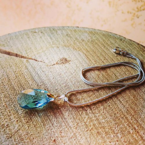 Collier larme bleue transparente « Christel »