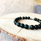 Bracelet noir homme avec cristal gris Blasties