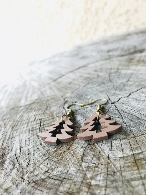 Boucles d’oreilles sapin marron