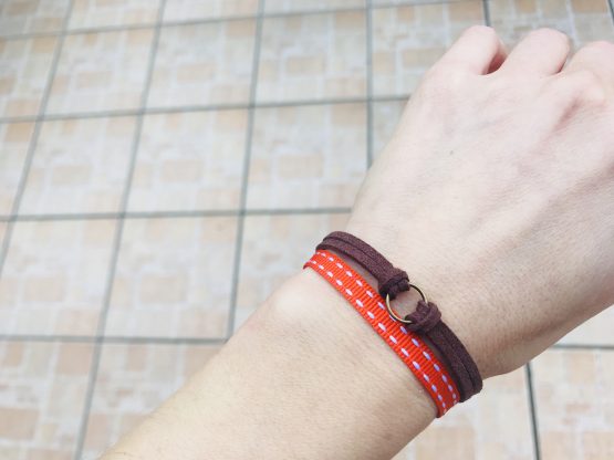 Bracelet et collier - Bijou modulable - marron et orange