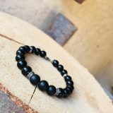 Bracelet noir homme avec cristal gris Blasties