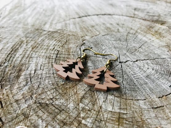 Boucles d’oreilles sapin marron