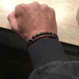 Bracelet homme cuir et pierres de lave