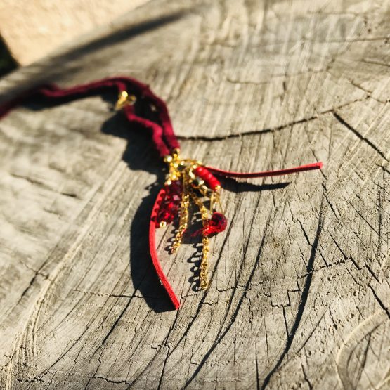 Collier rouge - Sautoir rouge