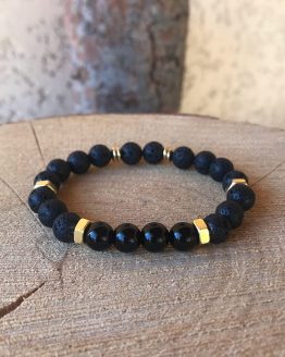 Bracelet noir avec pierre de lava