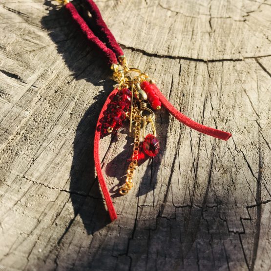 Collier rouge - Sautoir rouge