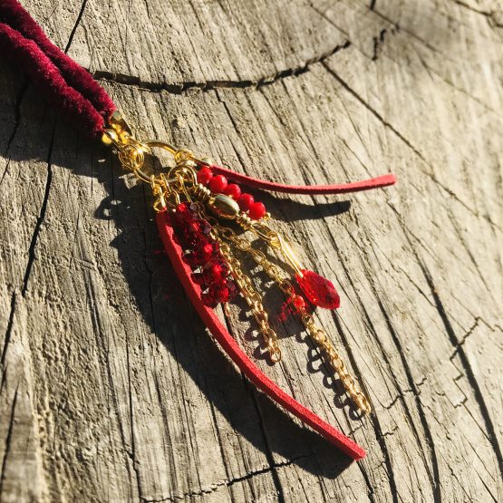 Collier rouge - Sautoir rouge