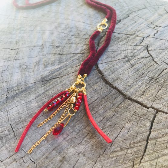 Collier rouge - Sautoir rouge