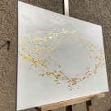 Regard - toile abstraite blanche et or