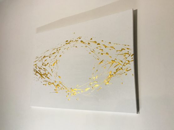 Regard - toile abstraite blanche et or