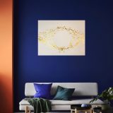 Peinture abstraite blanc et or