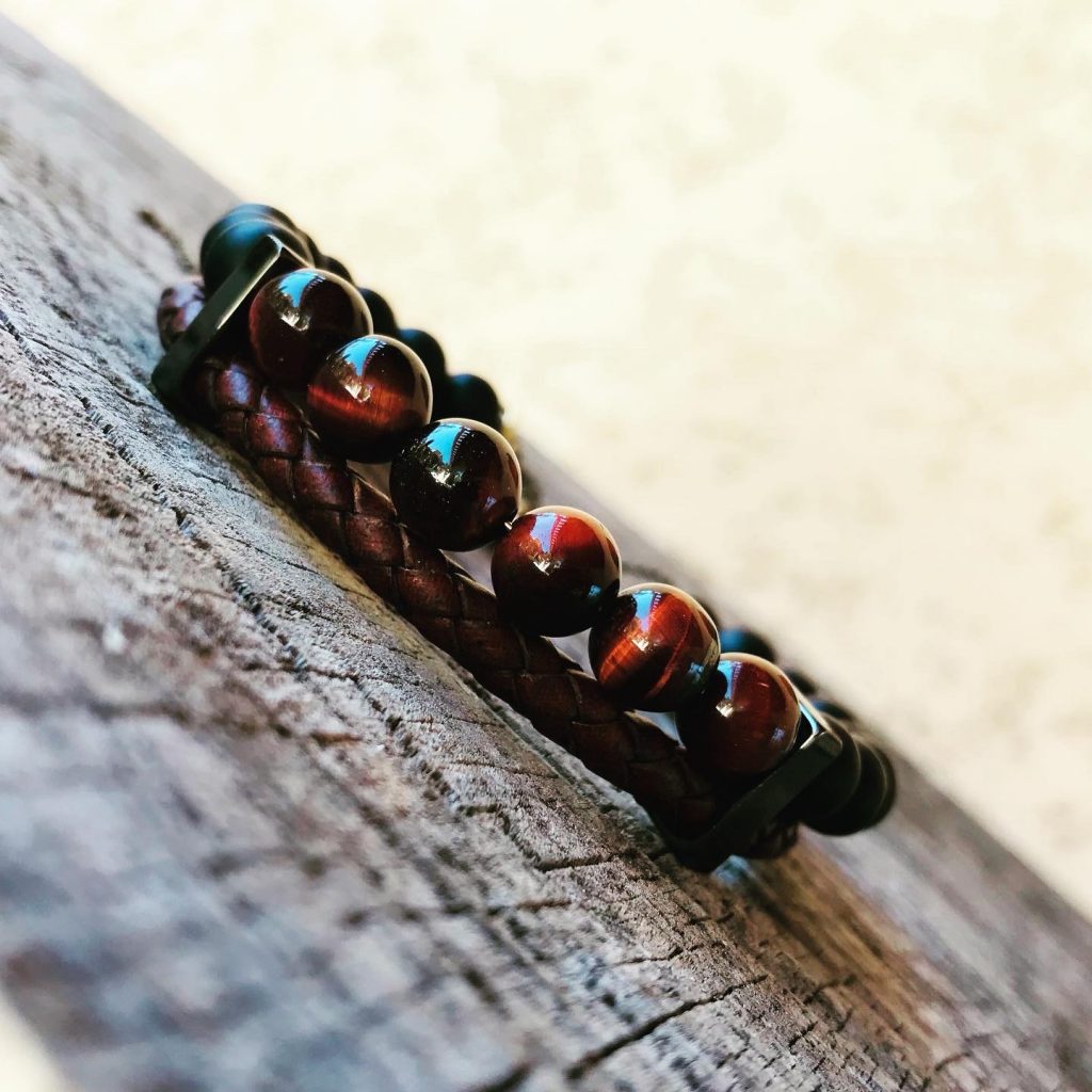 Bracelet Puissance en pierre d'Oeil du Tigre Rouge