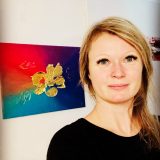 Toile artistique fleur en or 1