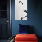 Peinture de lion minimaliste en noir et blanc