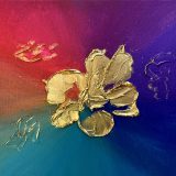 Toile artistique fleur en or 1