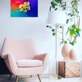 Toile artistique fleur en or 1