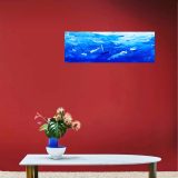 Toile 3D - Orage avec les bateaux sur la mer bleue