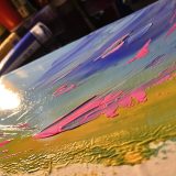 Peinture artistique - Œuvre d'art de couche rudu soleil sur Sausset les Pins, Cote bleu, France, Mer méditerranée de l'artiste peintre Jana KUZMI