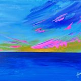 Peinture artistique - Œuvre d'art de couche rudu soleil sur Sausset les Pins, Cote bleu, France, Mer méditerranée de l'artiste peintre Jana KUZMI