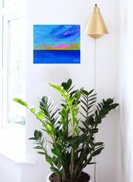 Peinture artistique - Œuvre d'art de couche rudu soleil sur Sausset les Pins, Cote bleu, France, Mer méditerranée de l'artiste peintre Jana KUZMI