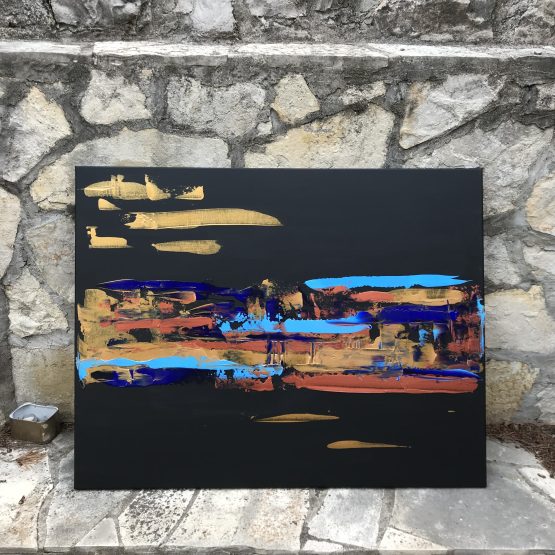 Peinture abstraite Aix en Provence en France avec le fond noir FR : Peinture abstraite Aix en Provence en France avec le fond noir - Abstract painting of Aix en Provence in France with black background Peinture : Aix en Provence Taille : 90 x 70 cm Technique : Couteau Matière : Acrylique sur coton Réalisée en un seul exemplaire donc c’est une peinture unique Signature de l’artiste : dans le coin droit devant et au dos de l’œuvre. Toile artistique réalisée sur le châssis en bois avec la toile en coton. Représente la ville d’Aix en Provence. Une ville au sud de la France, qui est en plein mouvement pendant le coucher de soleil. Peinte avec le noir, le doré, bronzé ou plutôt cuivré et des teintes de bleu. Il est possible de réaliser une toile plus grande. Pour cela vous pouvez m’écrire un message en privé. Après votre commande réglée, je vais créer la toile et vous l’envoyer dans un rouleau ou sur une toile avec le châssis. Abstract painting of Aix en Provence in France with black background ENG : Abstract painting of Aix en Provence in France with black background - Abstract painting of Aix en Provence in France with black background Painting: Aix en Provence Size: 90 x 70 cm Technique: Knife Material: Acrylic on cotton Created in one unique piece. Signature of the artist: in the right corner on the front and back of the work. Artistic canvas made on the wooden frame with cotton canvas. Represents the city of Aix en Provence. A city in the south of France, which is in full swing during the sunset. Painted with black, gold, tan or rather copper and tints of blue. It’s possible to created in bigger size. please write me an ask by DM. After your paid order, I’ll created it and sand you in a tube or on canva.