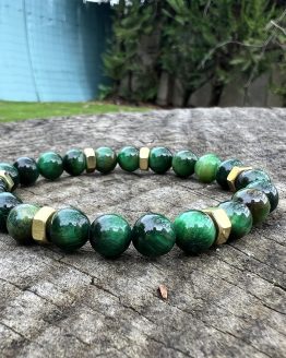 Bracelet avec les perles Å“il de tigre vert