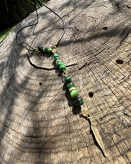 Collier Onésime repositionnable pour homme, accessoire idéal ajustable et modifiable en longueur avec l'oeil de tigre vert