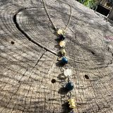 Collier bleu et or avec les pierres demi-précieuses. Succès, puissance et protection