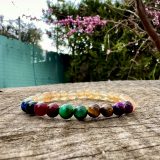 Bracelet Aiko avec la citrine et œil de tigre marron, rose, bleu foncée, vert et violet pour femme