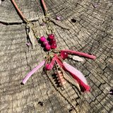 Collier, bijou, accessoire de mode, accessoire vestimentaire, rose, or, fuchsia, modulable, bijou de cou repositionnable