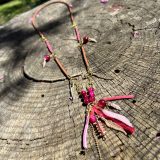 Collier, bijou, accessoire de mode, accessoire vestimentaire, rose, or, fuchsia, modulable, bijou de cou repositionnable