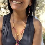 Boucle d'oreilles Sylvie rose fuchsia