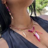 Boucles d'oreilles rose Sylvie avec e collier rose Sylvie